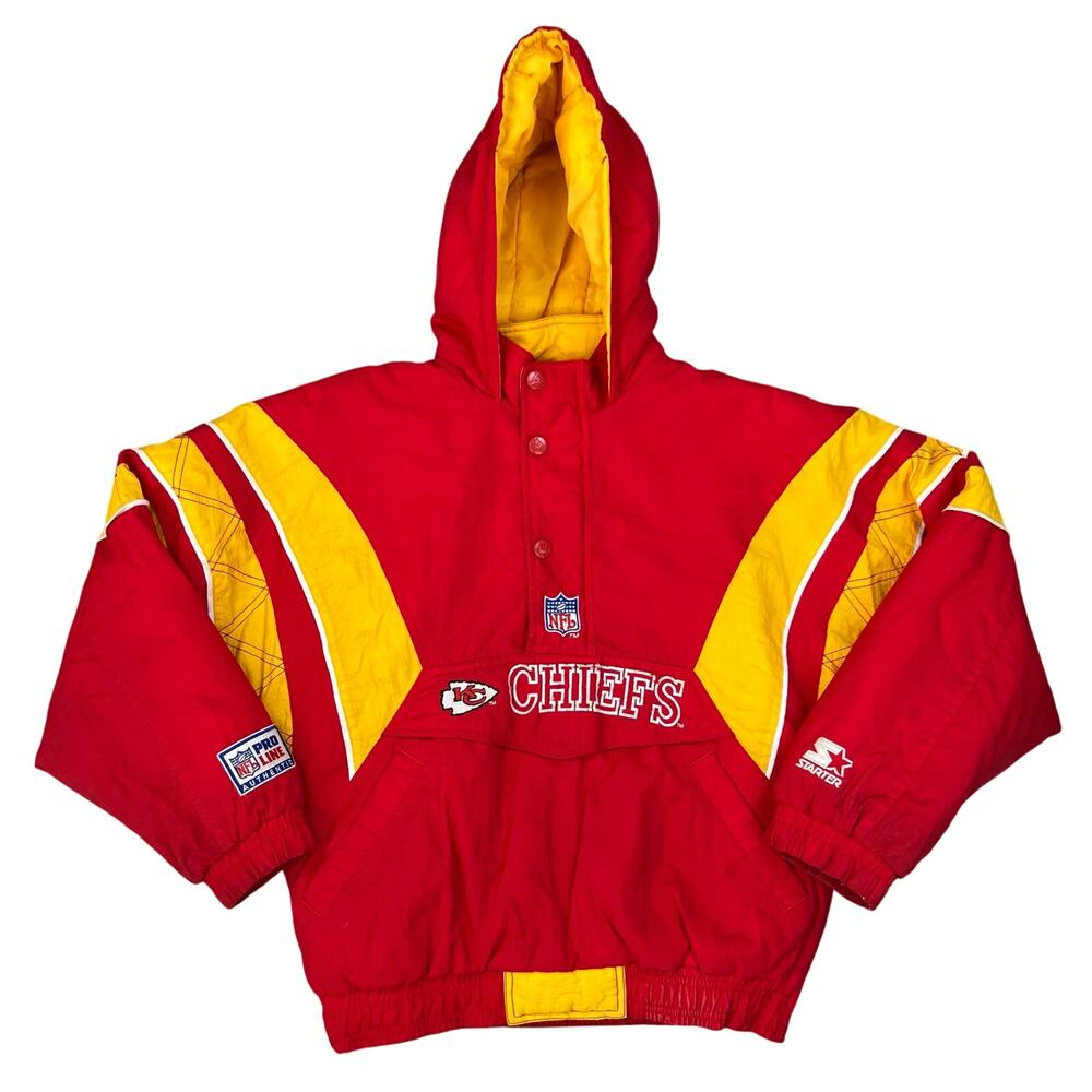 Vintage Kansas City Chiefs KC Football NFL Pro Line Hooded Puffer Jacket (Sz M)